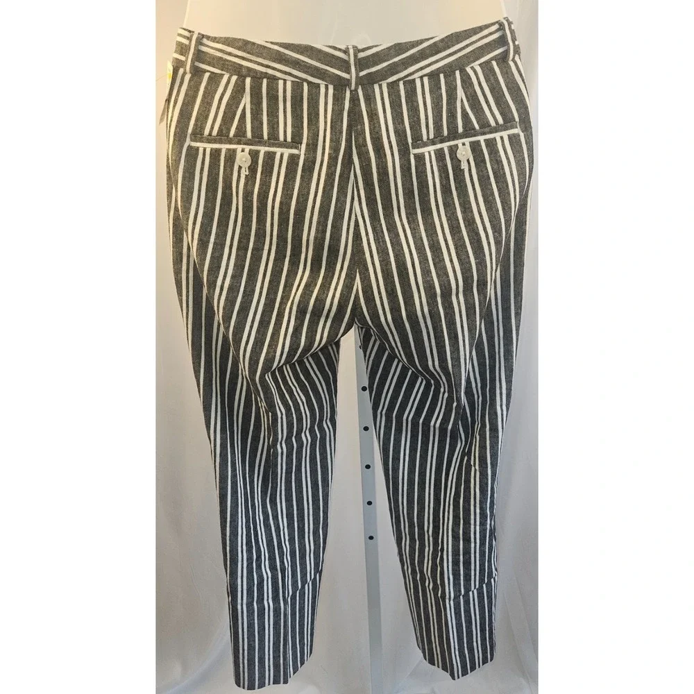 Banana Republic Avery Linen Blend Women's 8 Blue Striped Mid Rise Pockets Preppy